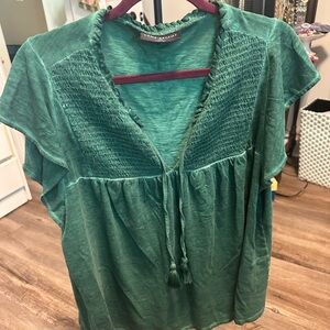 Lane Bryant Teal Smocked Blouse